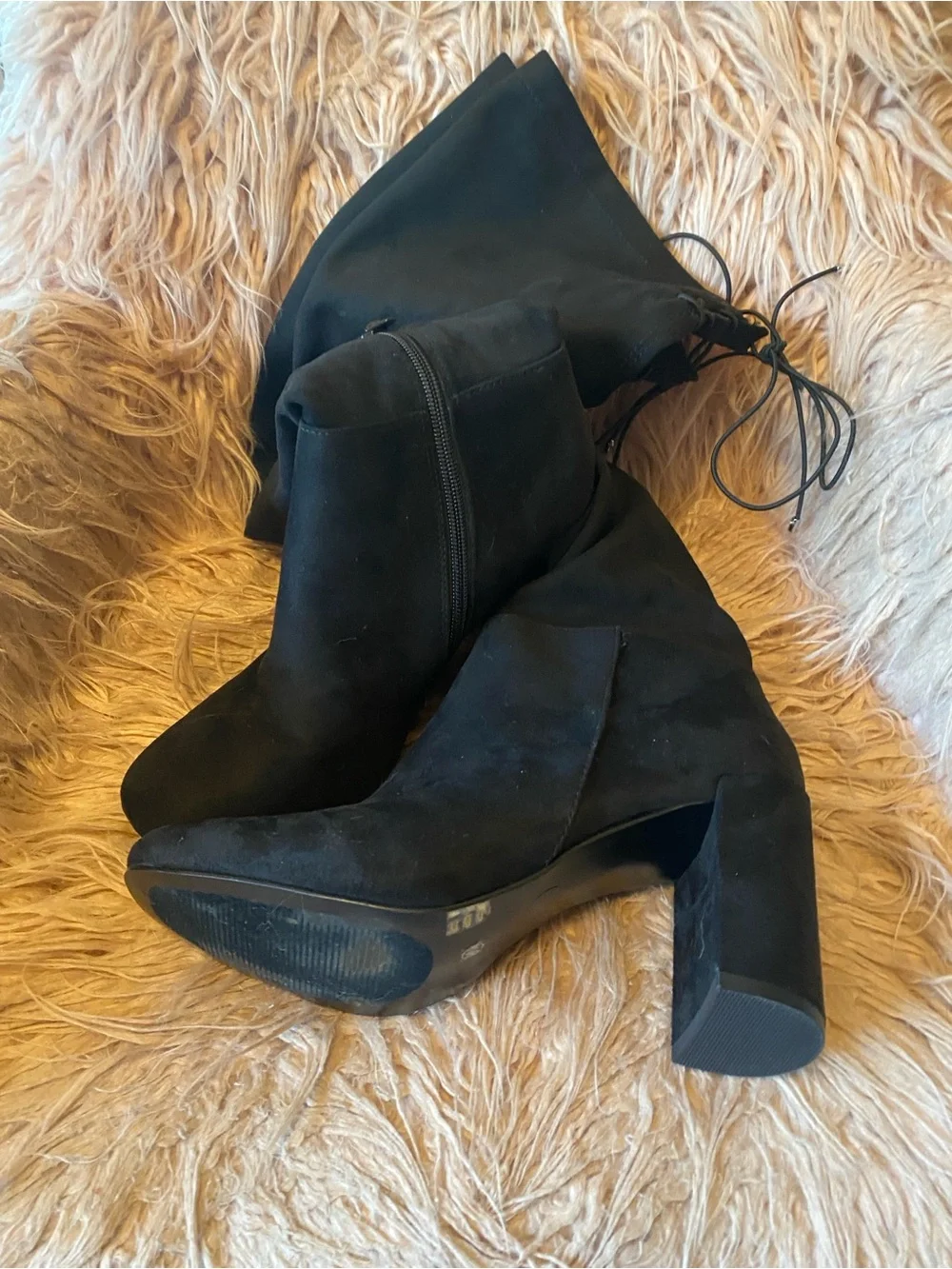 Chinese Laundry Black Over-The-Knee Block Heel Boots